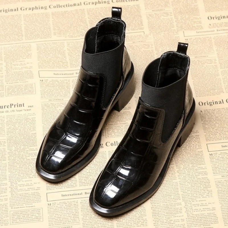 Fall Croc-Embossed Chelsea Boots
