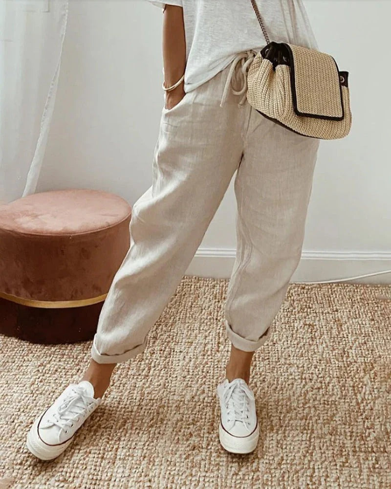 Relaxed Drawstring Tapered Pants