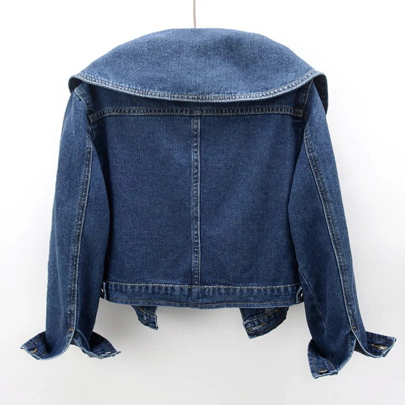 Fall Wide-Collar Denim Jacket