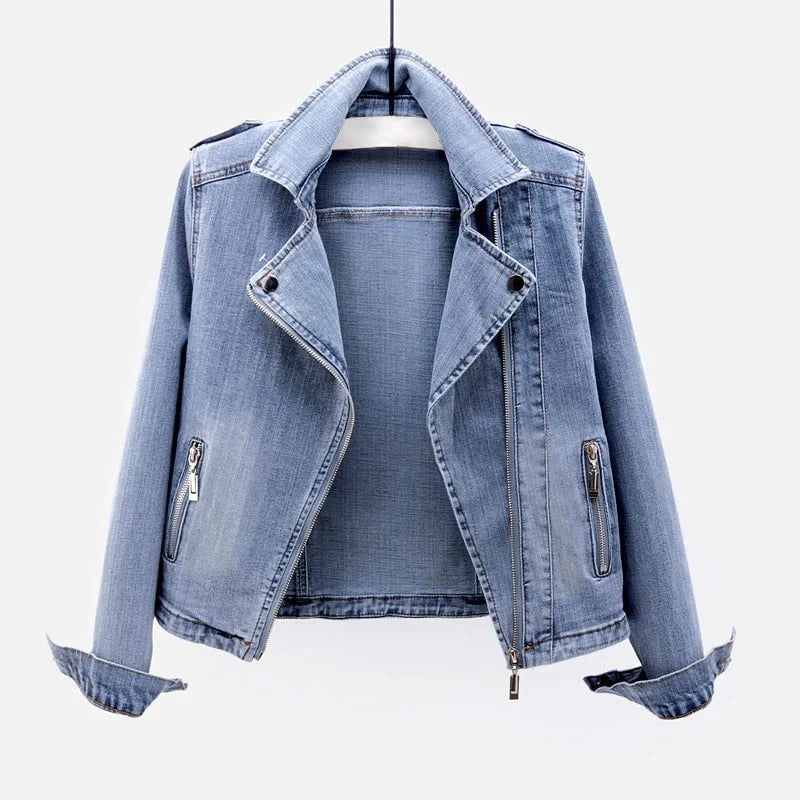 Asymmetrical Zip Denim Jacket