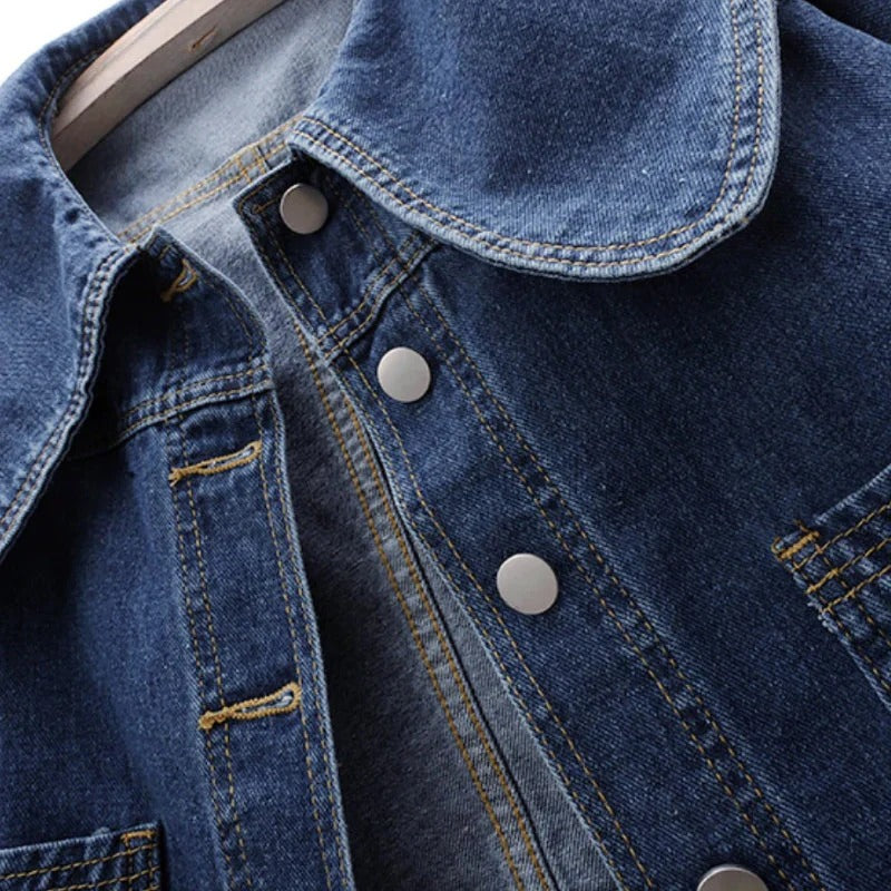 Fall Wide-Collar Denim Jacket