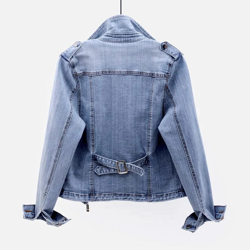 Asymmetrical Zip Denim Jacket
