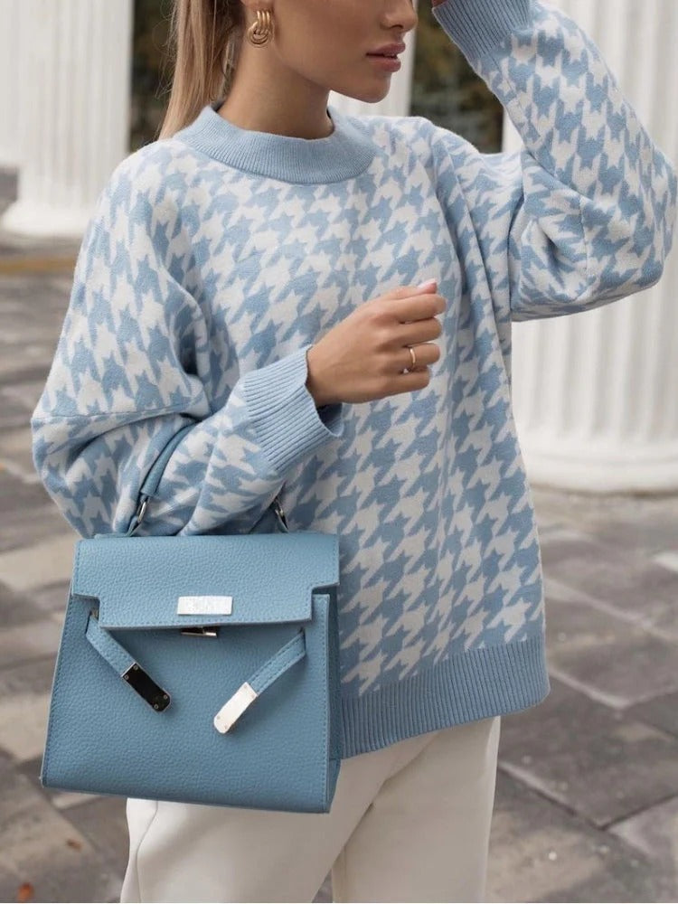Fall Houndstooth Pattern Sweater