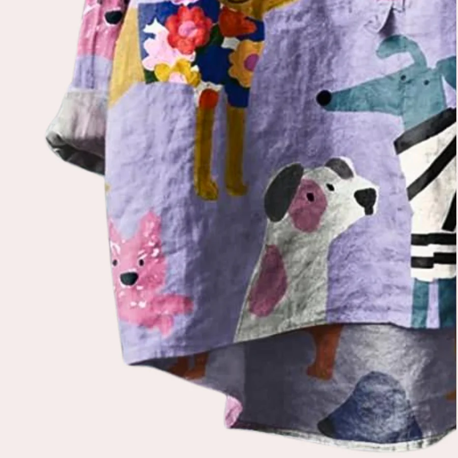 Dog Print Button-Up Shirt