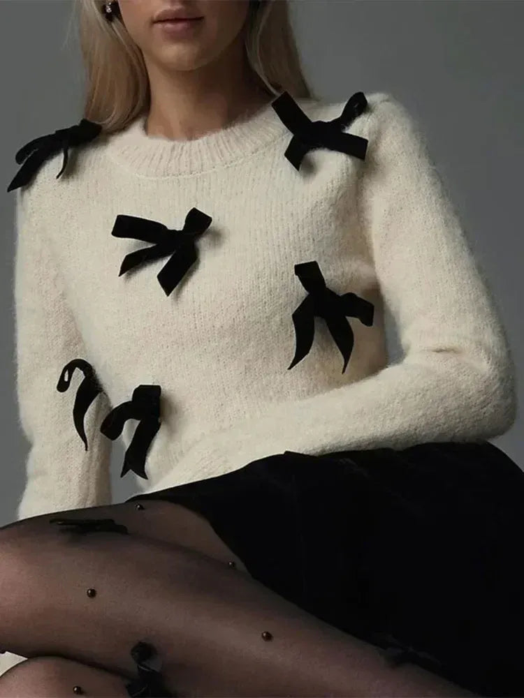 Fall Bow Accent Sweater