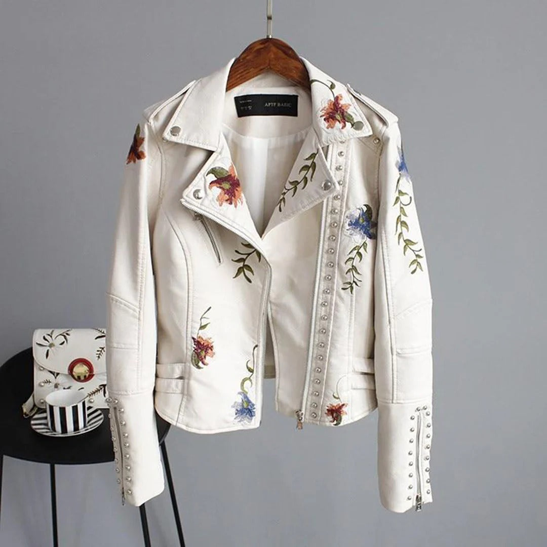 Fall Embroidered Moto Jacket