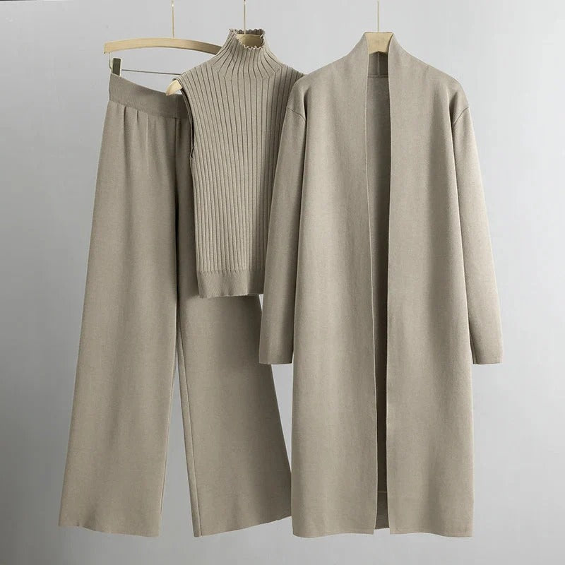 Three-Piece Ribbed Knit Set