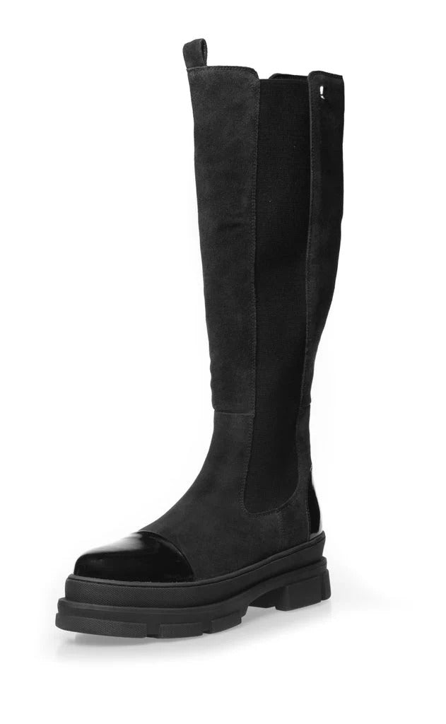 Chunky Knee-High Boots With Cap Toe
