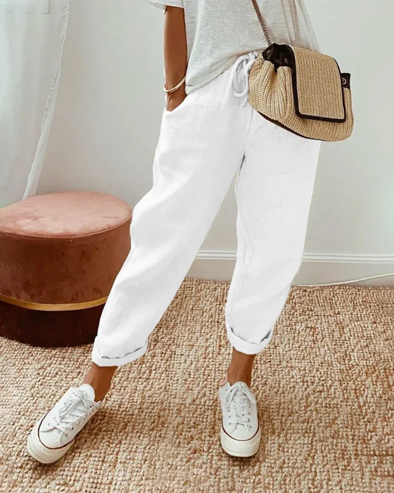 Relaxed Drawstring Tapered Pants