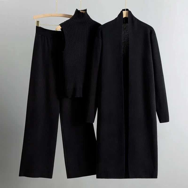 Three-Piece Ribbed Knit Set