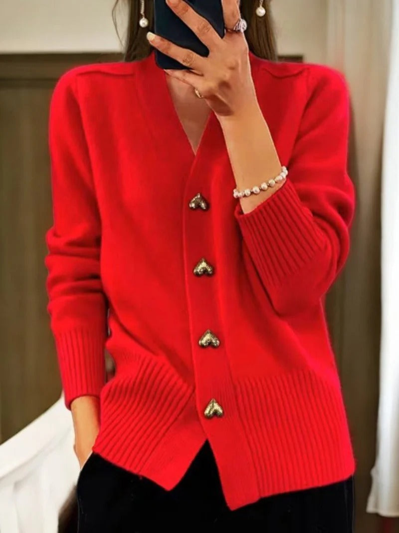 Fall Heart Button Cardigan