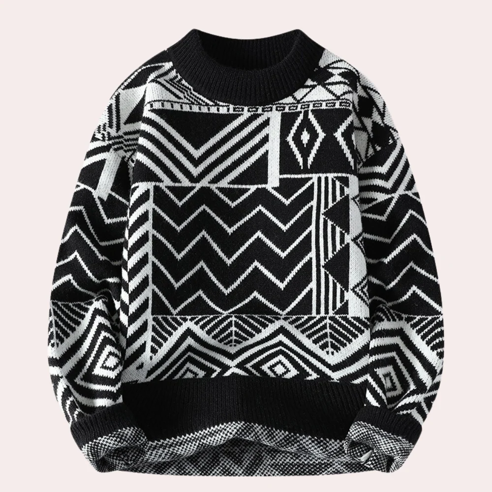 Fall Graphic Panel Knit Sweater