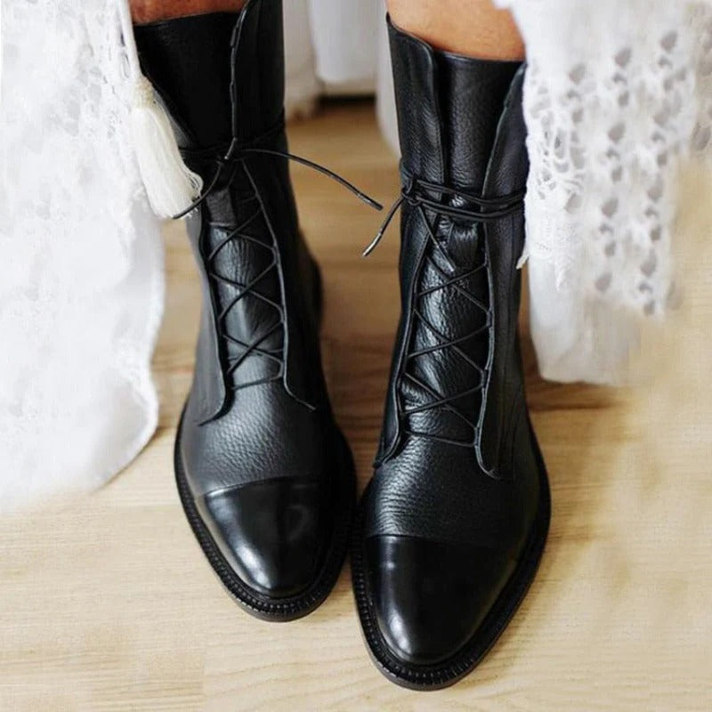 Cap Toe Lace-Up Boots