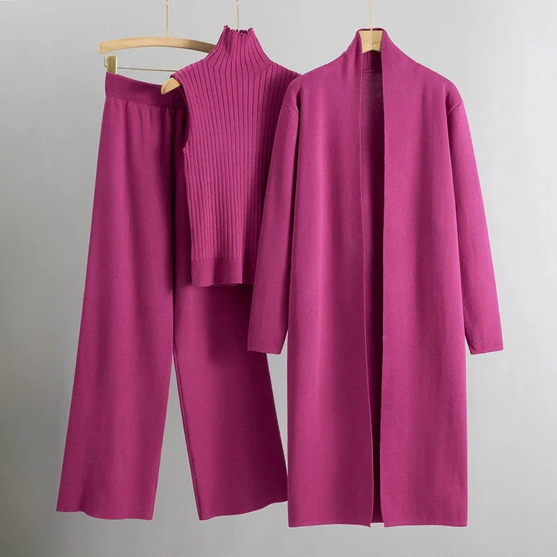 Three-Piece Ribbed Knit Set
