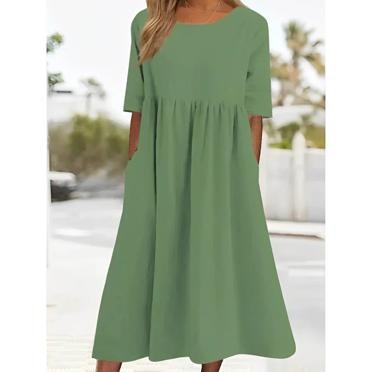 Box Pleat Midi Dress