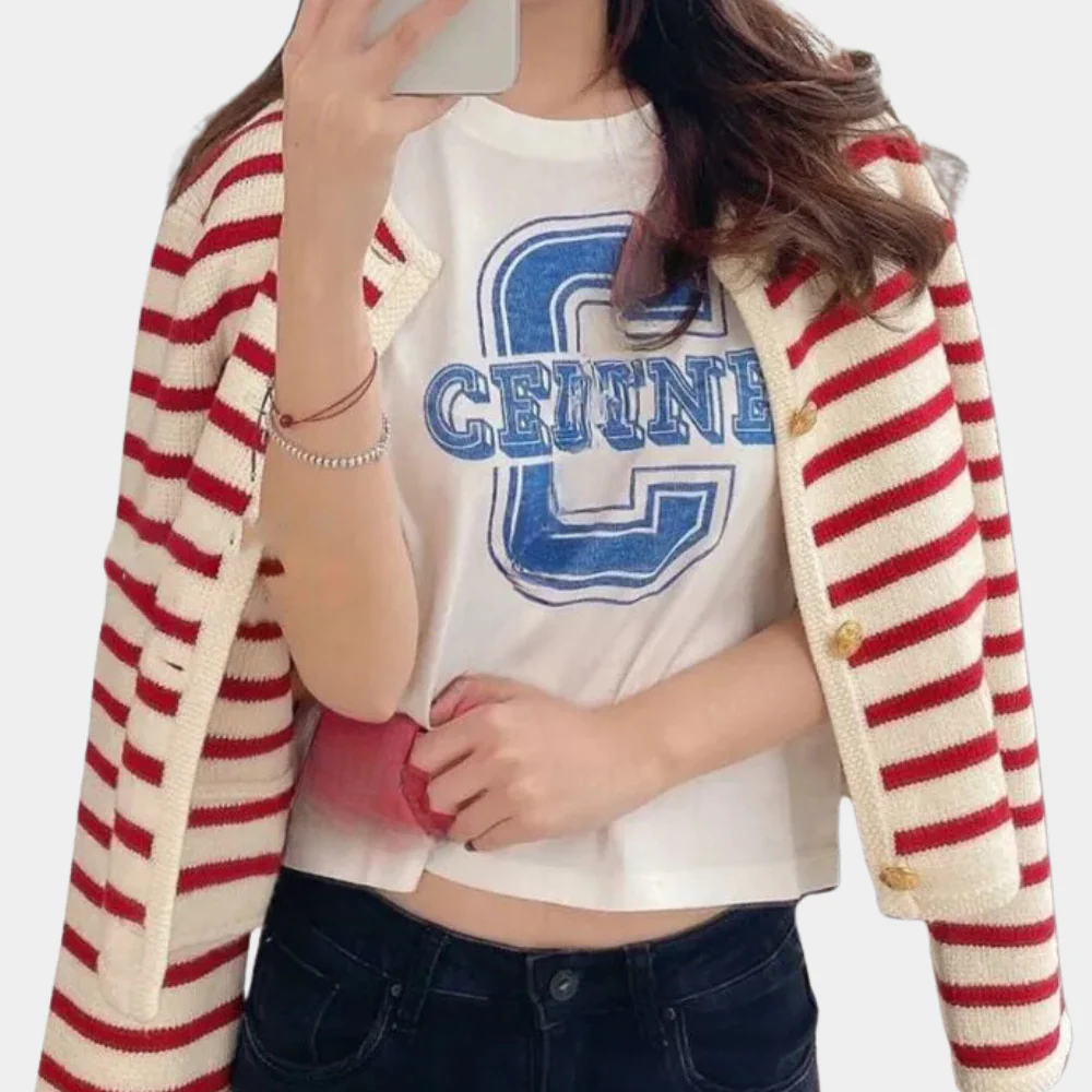 Striped Button Knit Cardigan
