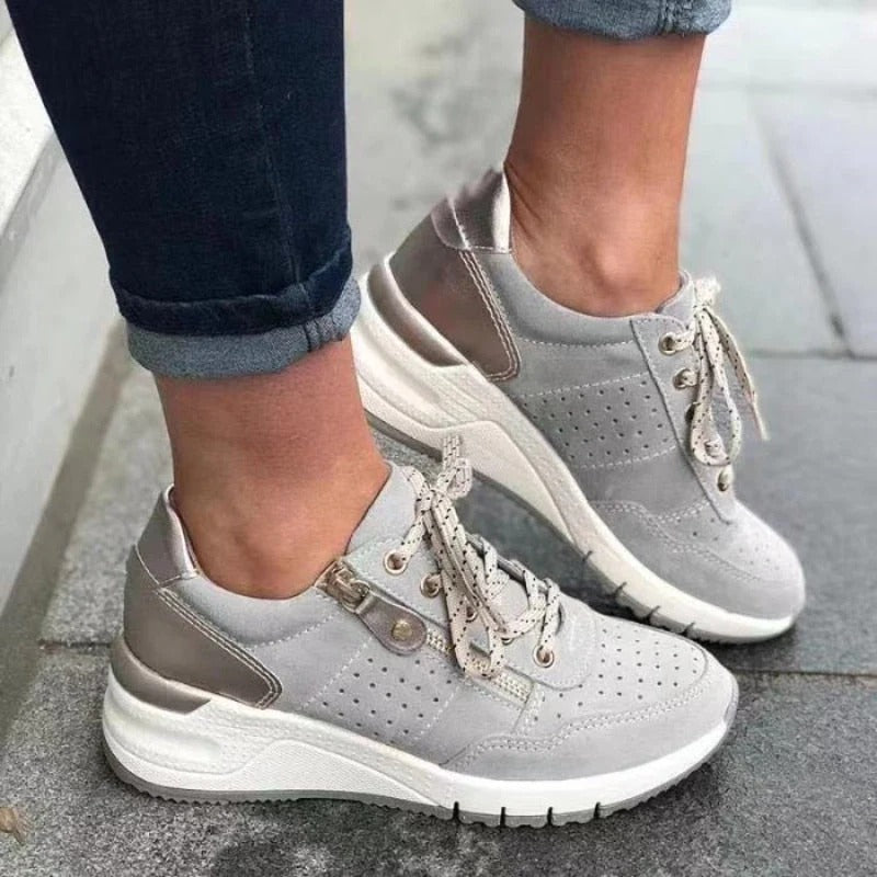 Contrast Panel Lace-Up Sneakers