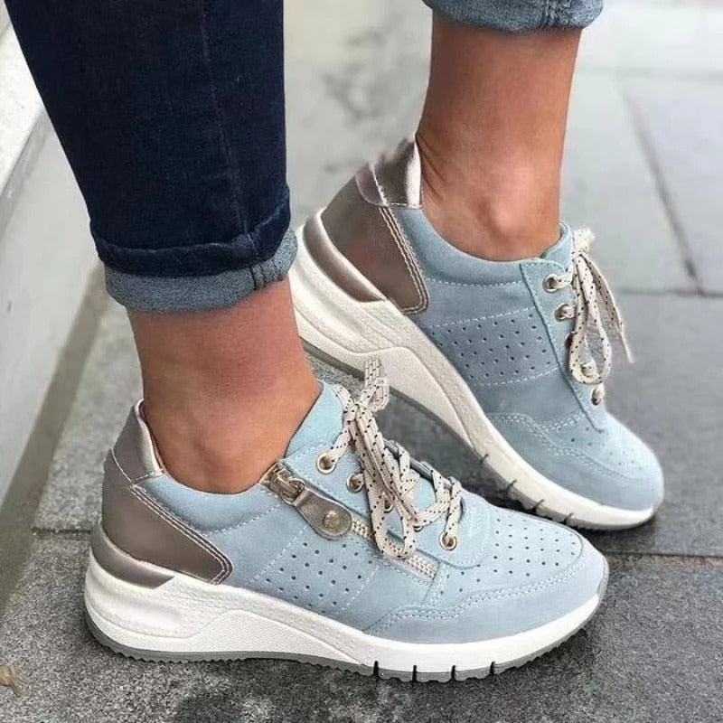 Contrast Panel Lace-Up Sneakers