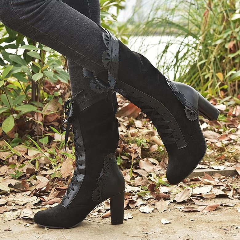 Fall Lace-Up Heeled Boots