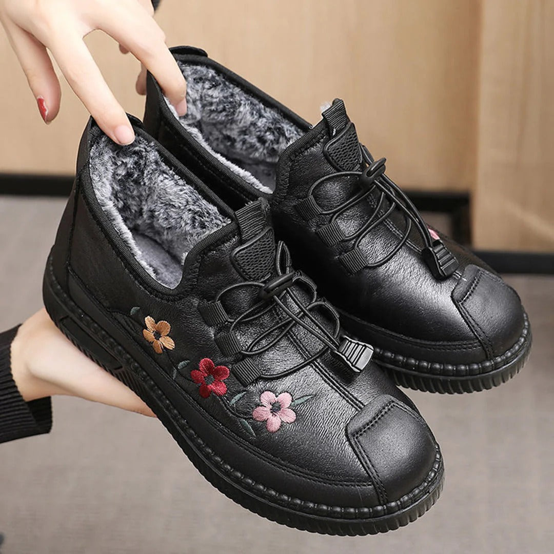 Embroidered Lace-Up Shoes