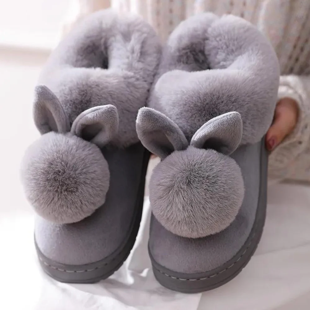 Bunny Ear Pom Slippers