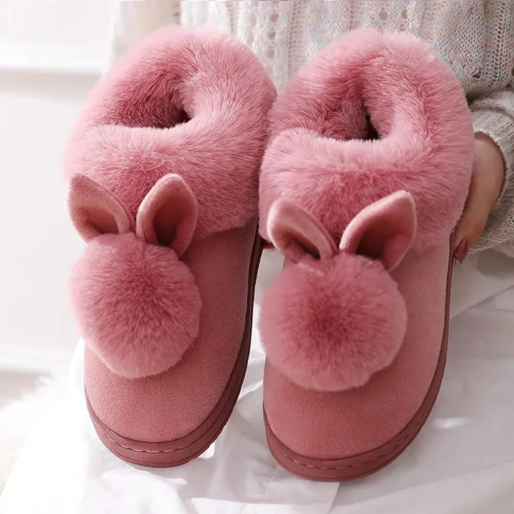Bunny Ear Pom Slippers