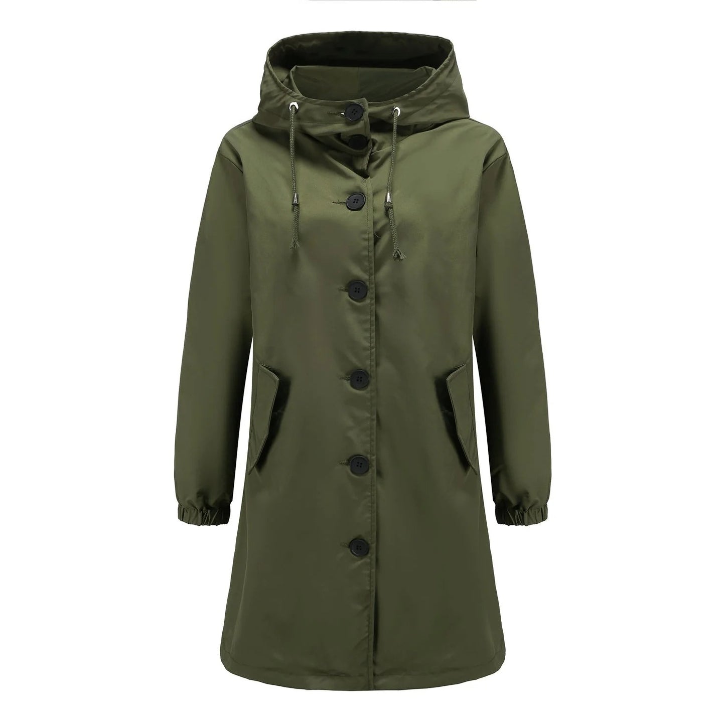 Fall Hooded Button-Front Coat