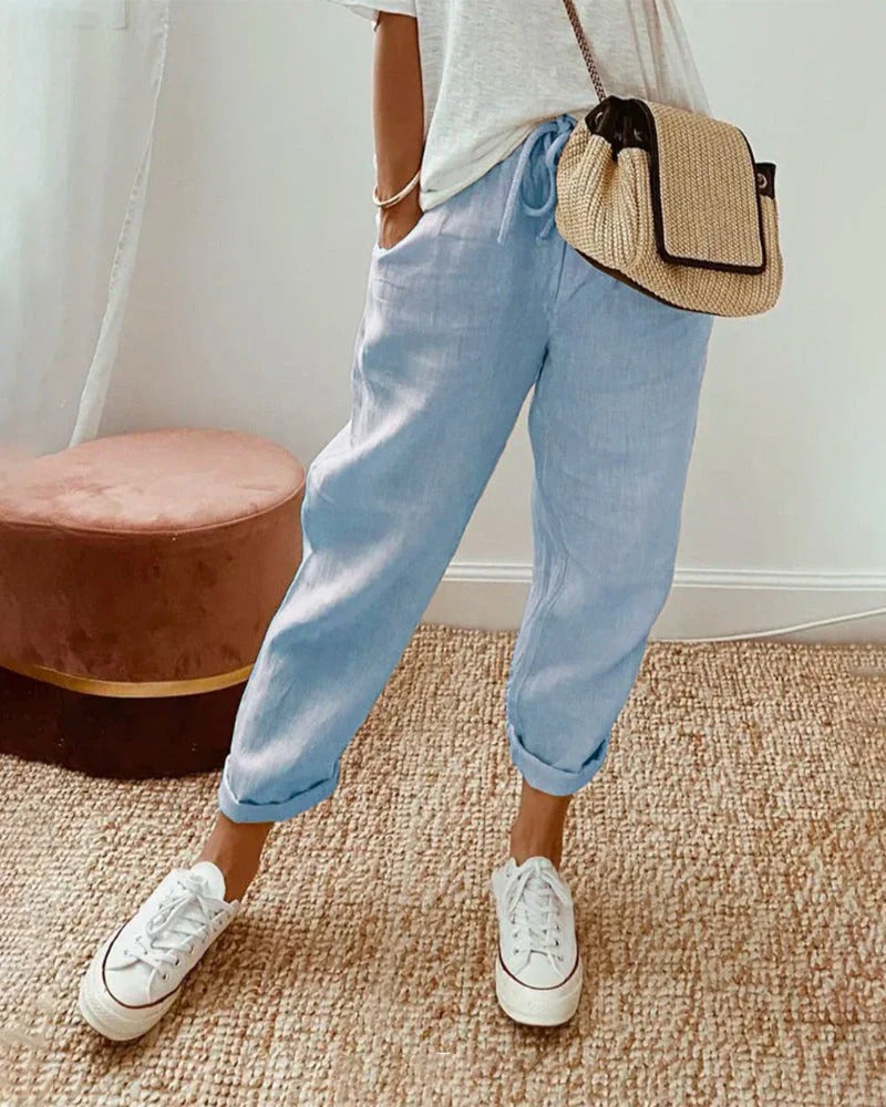Relaxed Drawstring Tapered Pants