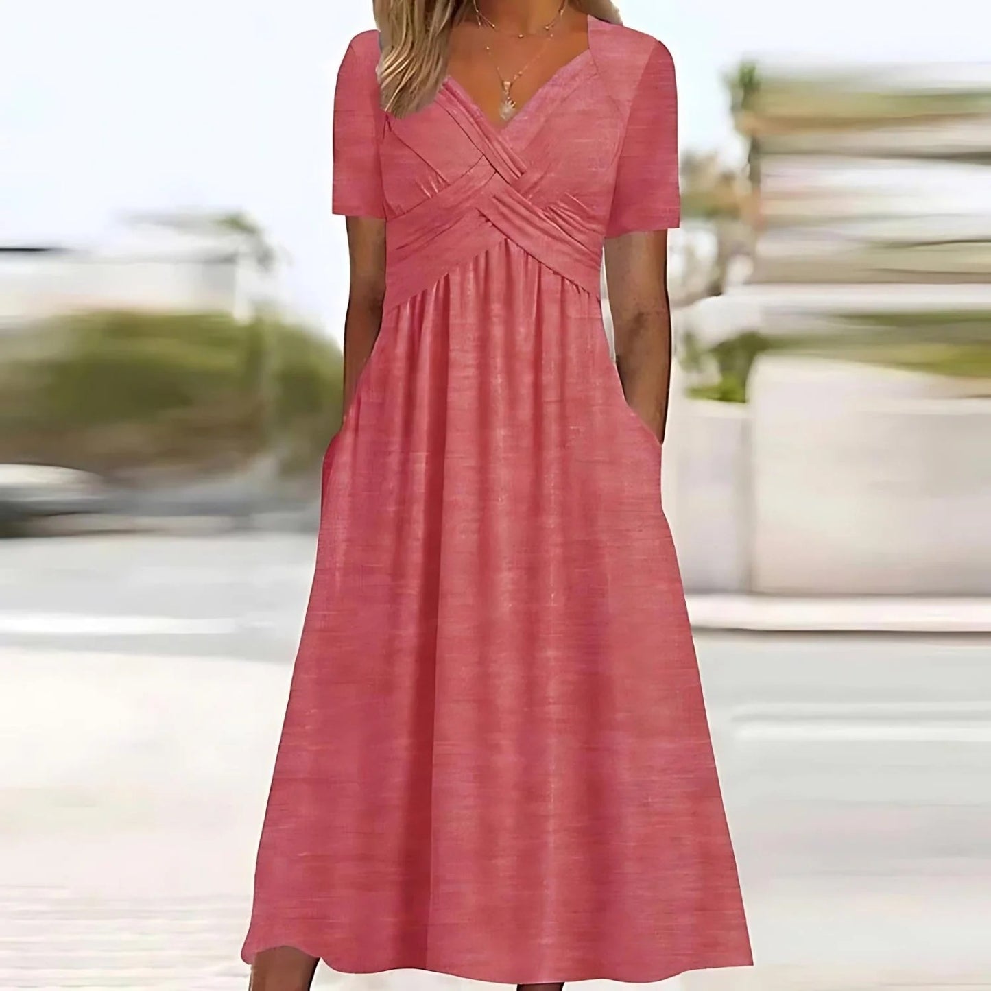 Midi Dress - A-Line Silhouette, Belly Coverage, Versatile Style
