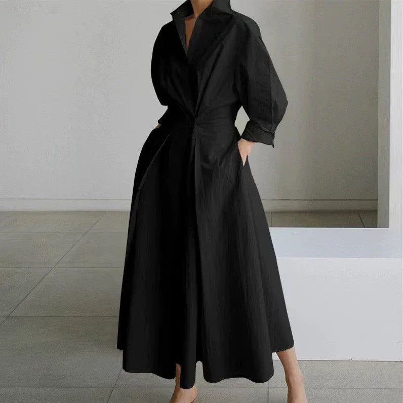 Twist Front Midi Shirt Dress