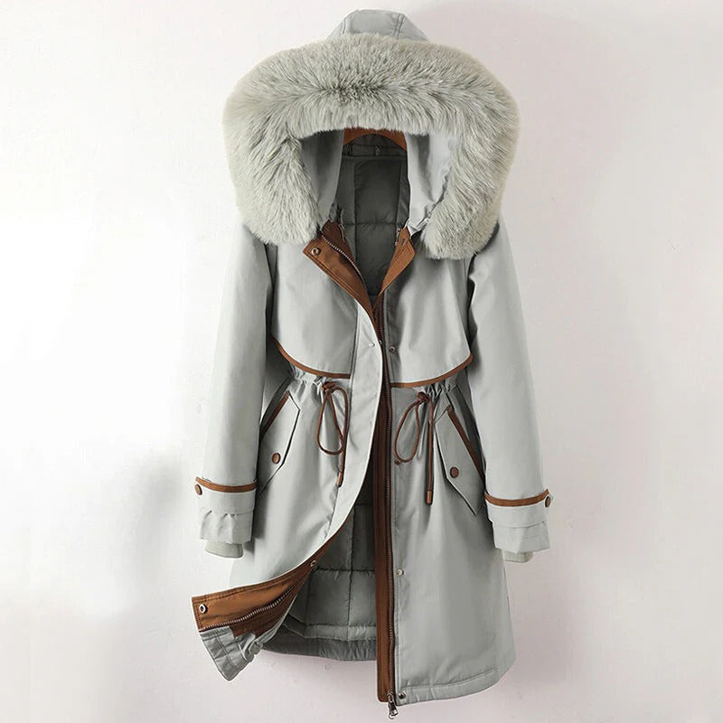 Fall Hooded Coat with Fur Trim