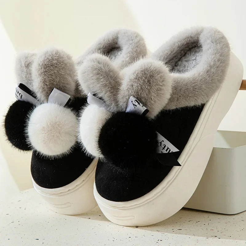 Pom-Pom Platform Slippers