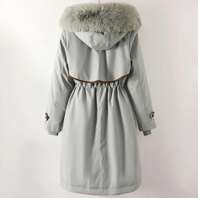 Fall Hooded Coat with Fur Trim