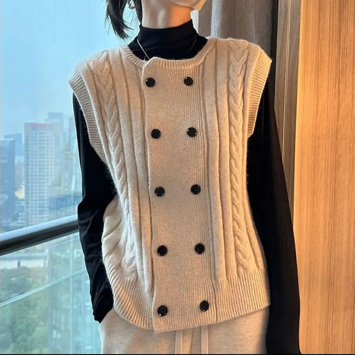 Double-Breasted Knit Vest