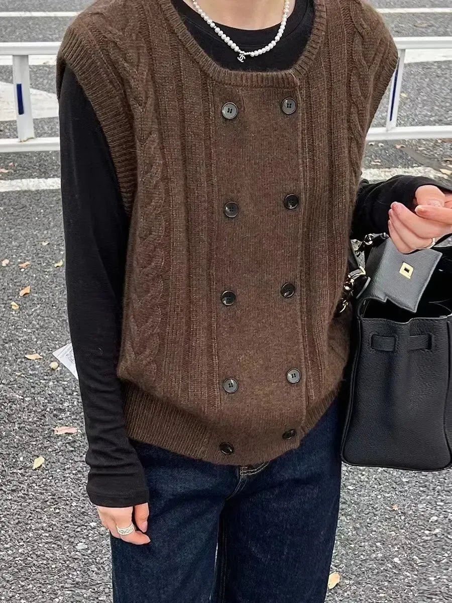 Double-Breasted Knit Vest