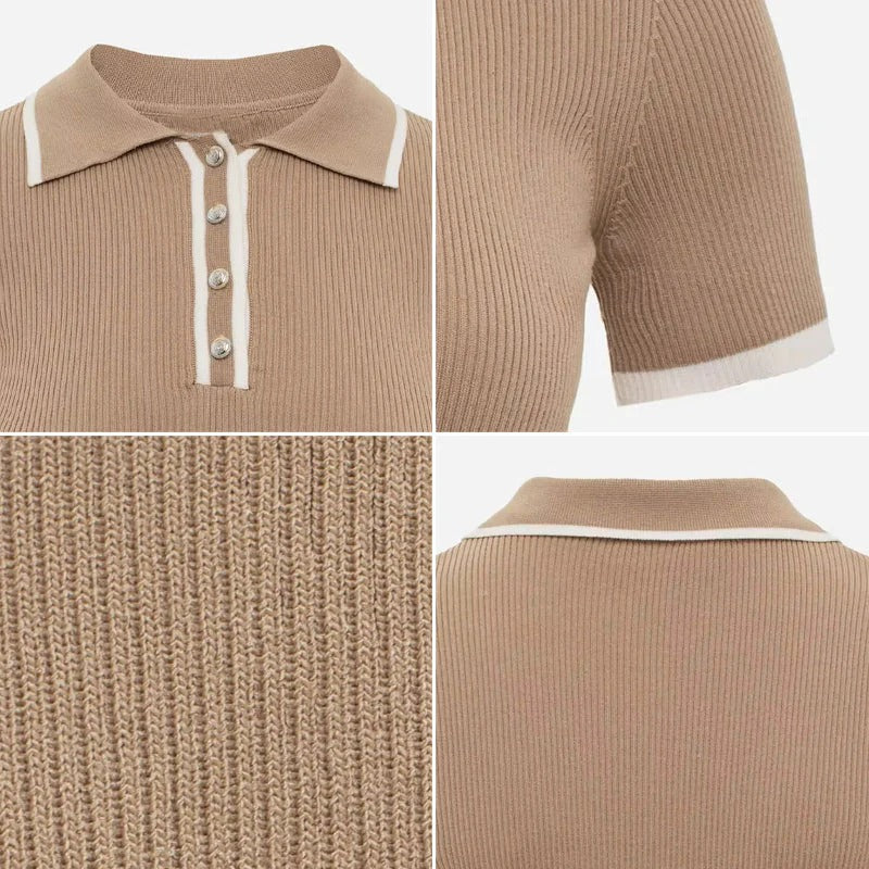 Women’s Ribbed Knit Polo Top