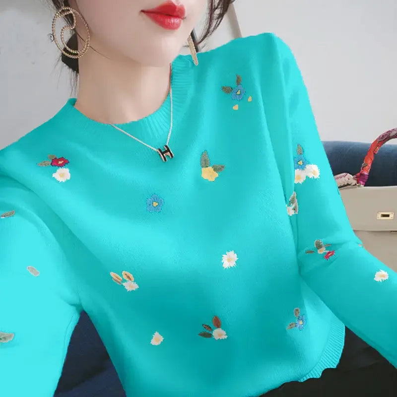 Fall Floral Embroidered Sweater