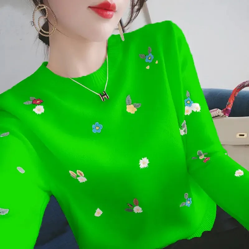 Fall Floral Embroidered Sweater
