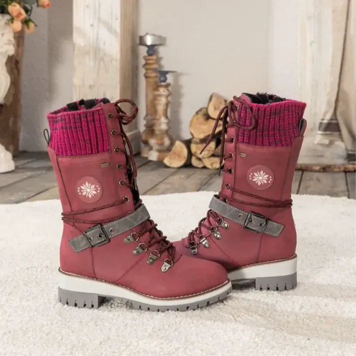 Fall Lace-Up Trek Boots with Knit Cuff