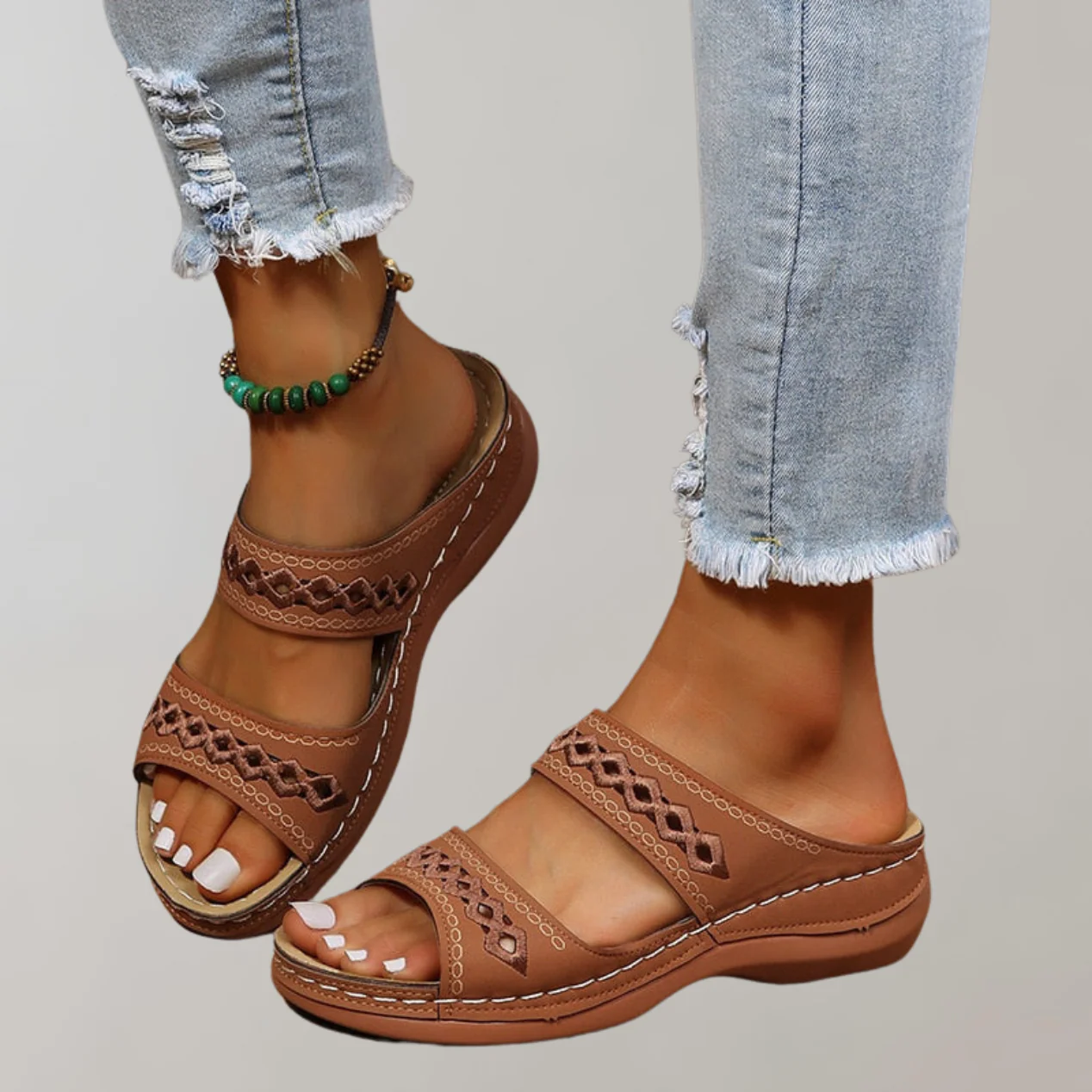 Cutout Strap Slide Sandals