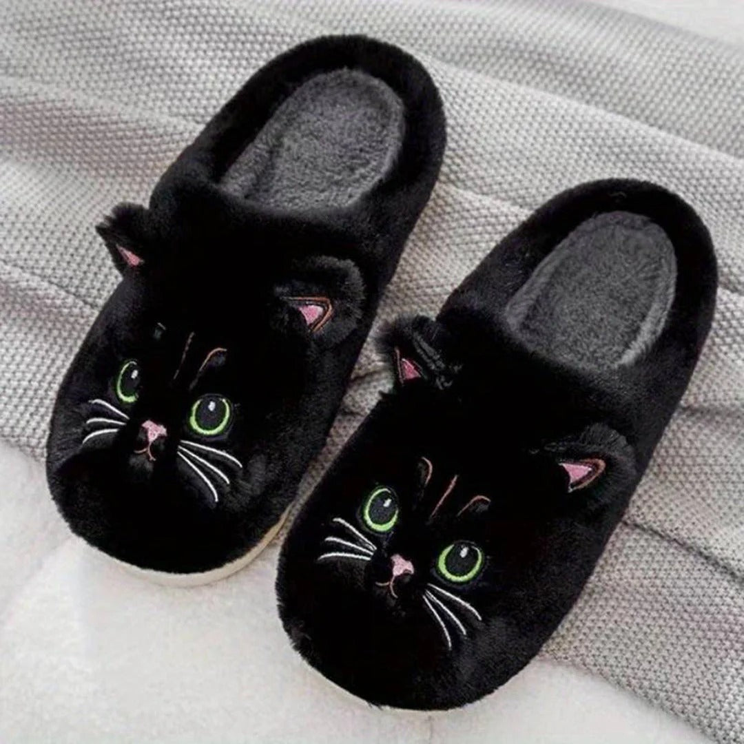 Cat Face Plush Slippers