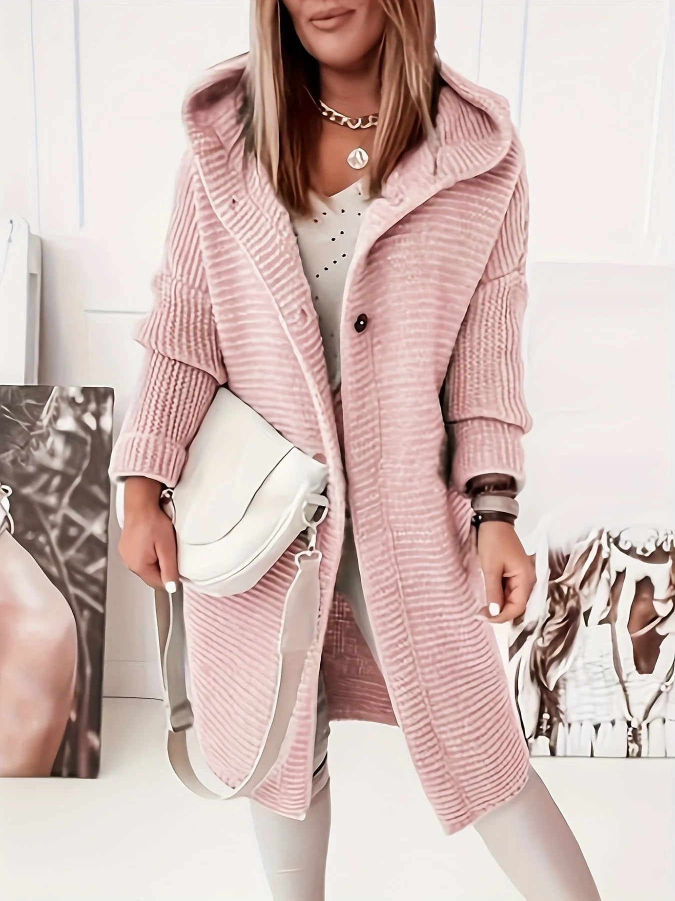 Hooded Longline Knit Cardigan
