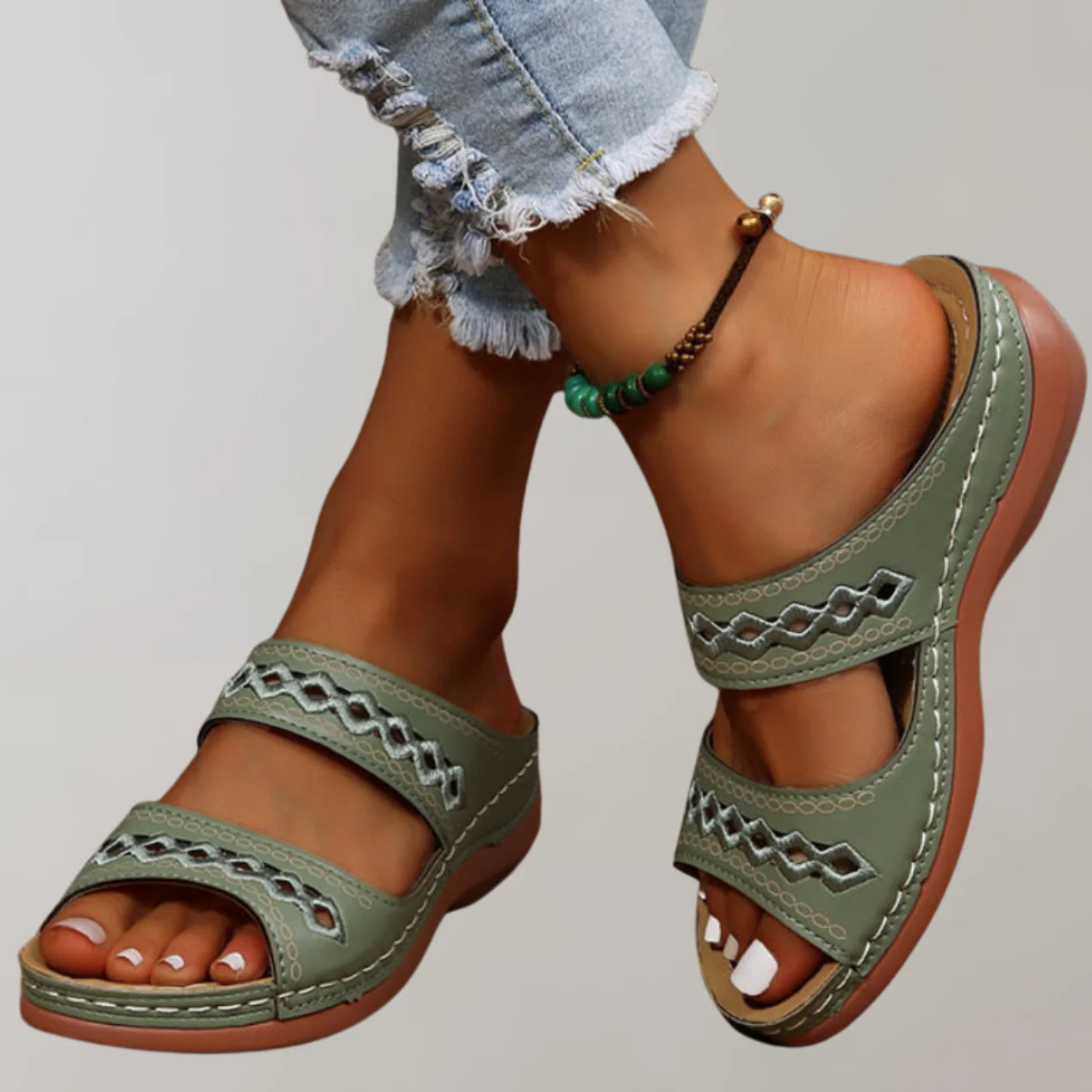 Cutout Strap Slide Sandals