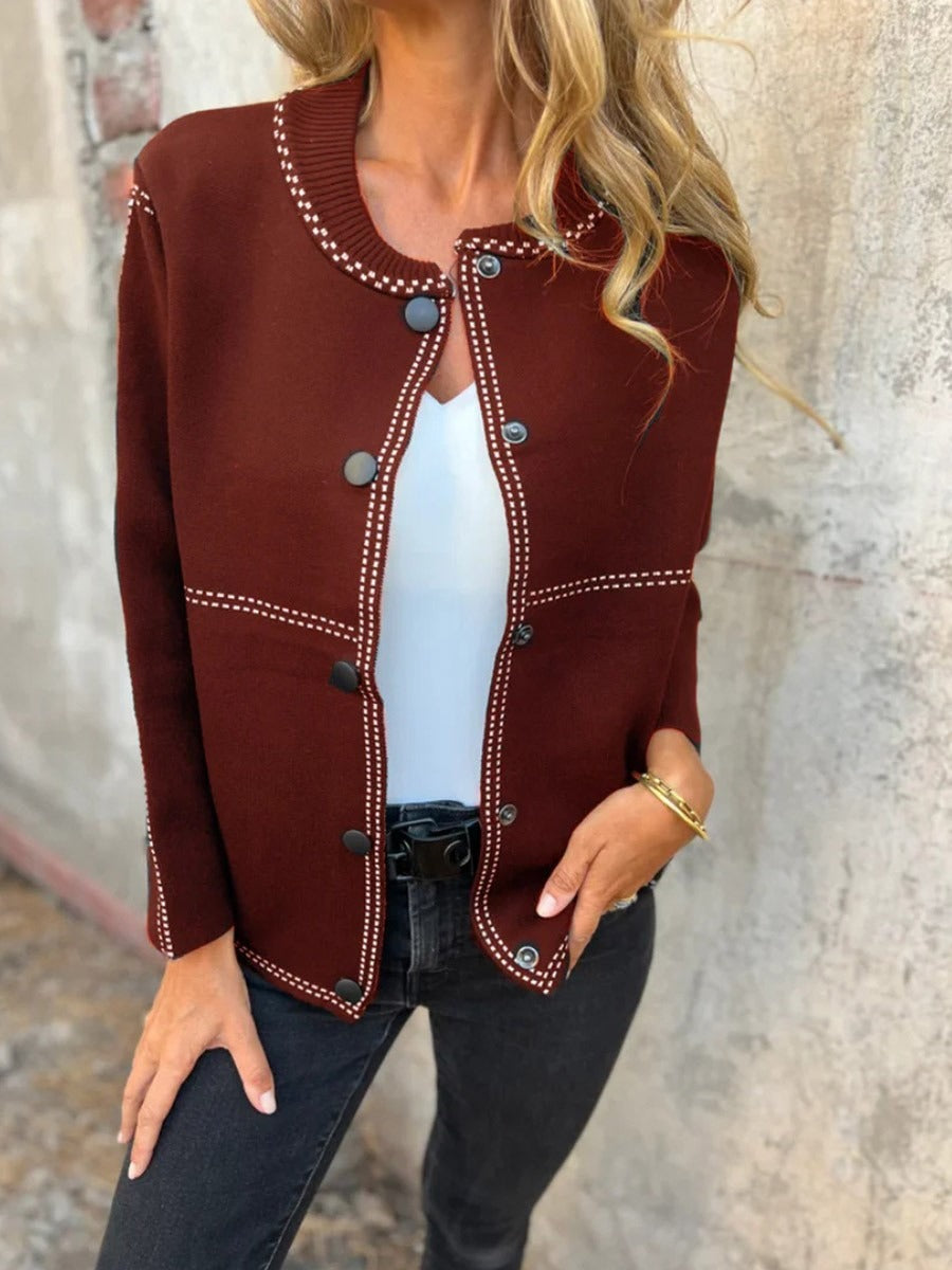 Contrast Trim Button Jacket