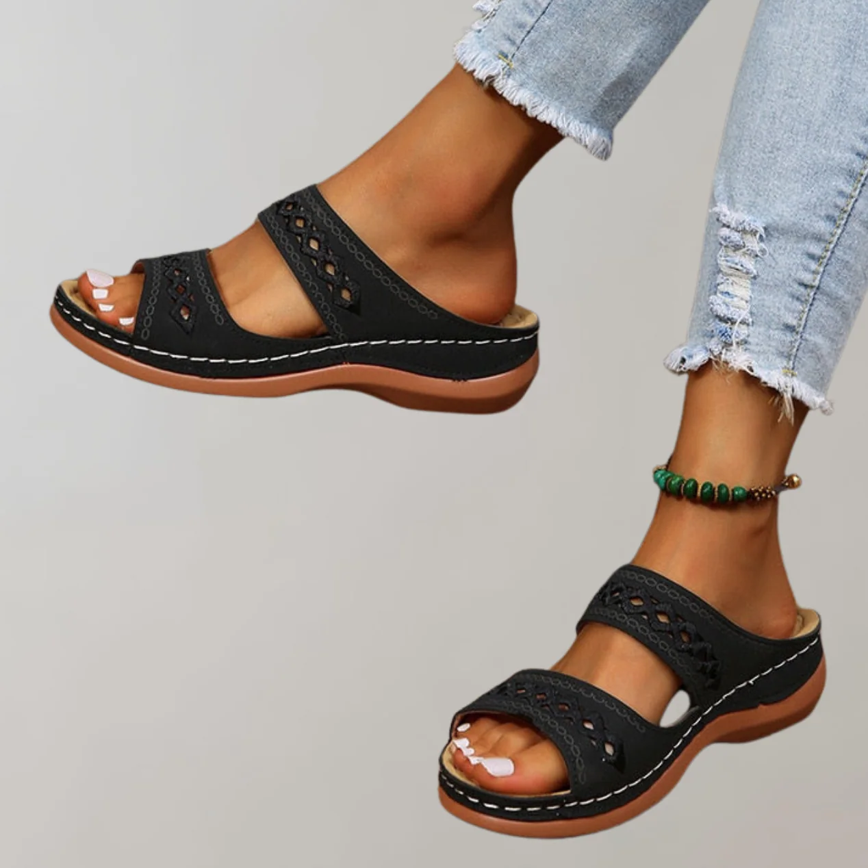 Cutout Strap Slide Sandals