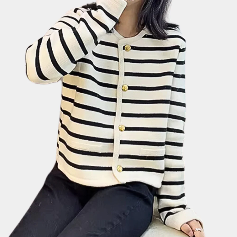 Striped Button Knit Cardigan