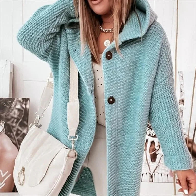 Hooded Longline Knit Cardigan
