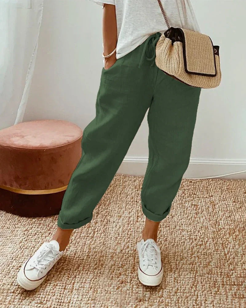 Relaxed Drawstring Tapered Pants