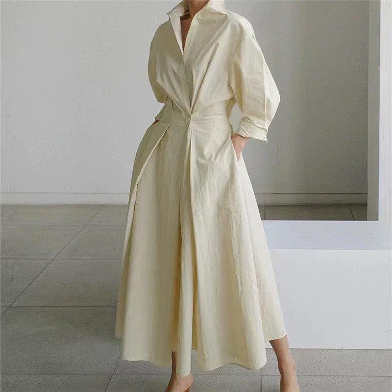 Twist Front Midi Shirt Dress