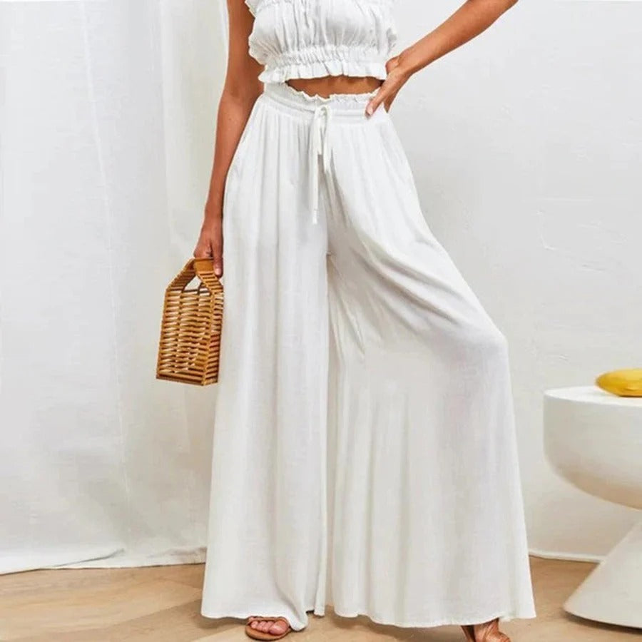 Flowy Wide-Leg Drawstring Pants